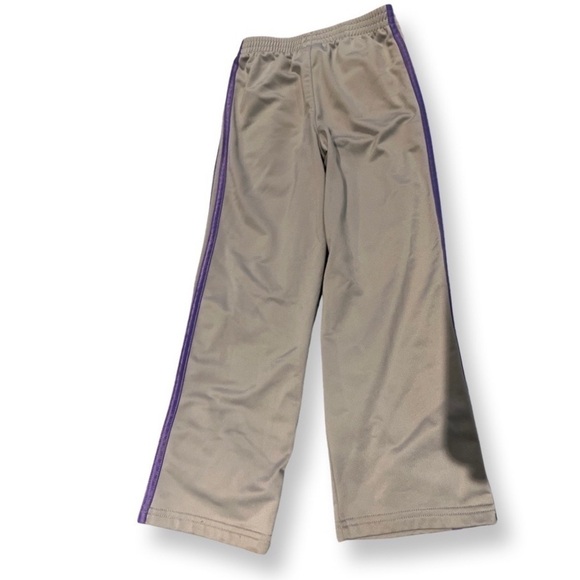 Adidas Girls work out athletic lounge pants grey gray with purple stripe 6X. - Picture 4 of 12